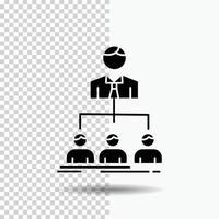 equipo. trabajo en equipo. organización. grupo. icono de glifo de empresa sobre fondo transparente. icono negro vector