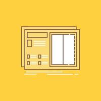 Blueprint. design. drawing. plan. prototype Flat Line Filled Icon. Beautiful Logo button over yellow background for UI and UX. website or mobile application vector