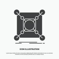 Base. center. connection. data. hub Icon. glyph vector gray symbol for UI and UX. website or mobile application