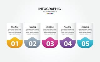 Timeline 5 options Horizontal Infographic for presentations workflow process diagram flow chart report vector