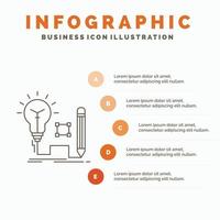 Idea. insight. key. lamp. lightbulb Infographics Template for Website and Presentation. Line Gray icon with Orange infographic style vector illustration