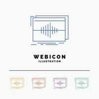 Audio. frequency. hertz. sequence. wave 5 Color Line Web Icon Template isolated on white. Vector illustration