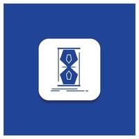 Blue Round Button for Access. clock. early. sand clock. time Glyph icon vector