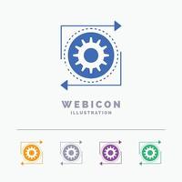 Business. gear. management. operation. process 5 Color Glyph Web Icon Template isolated on white. Vector illustration