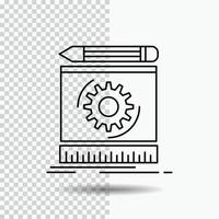 Draft. engineering. process. prototype. prototyping Line Icon on Transparent Background. Black Icon Vector Illustration