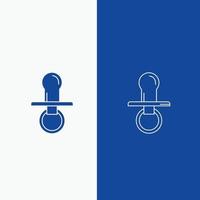 nipple. baby. dummy. pacifier. kids Line and Glyph web Button in Blue color Vertical Banner for UI and UX. website or mobile application vector