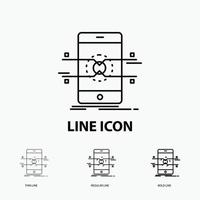 Api. interface. mobile. phone. smartphone Icon in Thin. Regular and Bold Line Style. Vector illustration