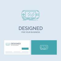 Console. device. game. gaming. psp Business Logo Line Icon Symbol for your business. Turquoise Business Cards with Brand logo template