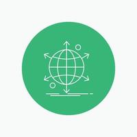 business. international. net. network. web White Line Icon in Circle background. vector icon illustration