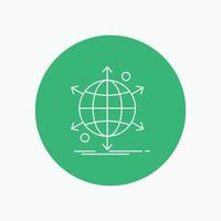 business. international. net. network. web White Line Icon in Circle background. vector icon illustration