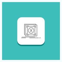 Round Button for error. application. message. problem. server Line icon Turquoise Background vector