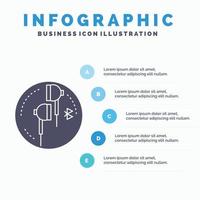 auricular. oído. teléfono. Bluetooth. plantilla de infografía musical para sitio web y presentación. icono de glifo gris con ilustración de vector de estilo infográfico azul.