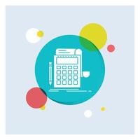 Accounting. audit. banking. calculation. calculator White Glyph Icon colorful Circle Background vector