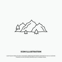 montaña. paisaje. Cerro. naturaleza. icono de árbol símbolo gris vectorial de línea para ui y ux. sitio web o aplicación móvil vector