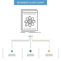 Api. application. developer. platform. science Business Flow Chart Design with 3 Steps. Line Icon For Presentation Background Template Place for text vector