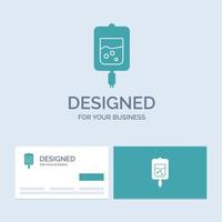 blood. test. sugar test. samples Business Logo Glyph Icon Symbol for your business. Turquoise Business Cards with Brand logo template. vector