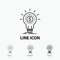 Finance. financial. idea. money. startup Icon in Thin. Regular and Bold Line Style. Vector illustration
