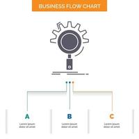 seo. search. optimization. process. setting Business Flow Chart Design with 3 Steps. Glyph Icon For Presentation Background Template Place for text. vector