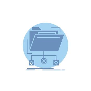 respaldo. datos. archivos carpeta. icono de glifo de red. vector