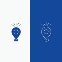 Location. Pin. Camping. holiday. map Line and Glyph web Button in Blue color Vertical Banner for UI and UX. website or mobile application vector