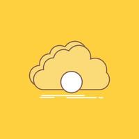 cloud. syncing. sync. data. synchronization Flat Line Filled Icon. Beautiful Logo button over yellow background for UI and UX. website or mobile application vector