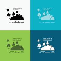 hill. landscape. nature. mountain. rain Icon Over Various Background. glyph style design. designed for web and app. Eps 10 vector illustration