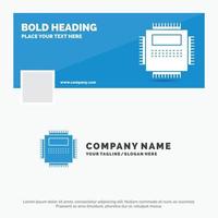 Blue Business Logo Template for Processor. Hardware. Computer. PC. Technology. Facebook Timeline Banner Design. vector web banner background illustration