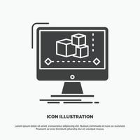 Animation. computer. editor. monitor. software Icon. glyph vector gray symbol for UI and UX. website or mobile application