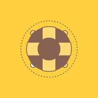 Help. life. lifebuoy. lifesaver. preserver Flat Line Filled Icon. Beautiful Logo button over yellow background for UI and UX. website or mobile application vector