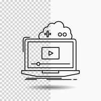 Cloud. game. online. streaming. video Line Icon on Transparent Background. Black Icon Vector Illustration