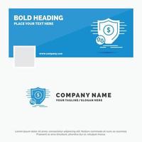 plantilla de logotipo de empresa azul para finanzas. financiero. dinero. seguro. seguridad. diseño de banner de línea de tiempo de facebook. ilustración de fondo de banner web de vector