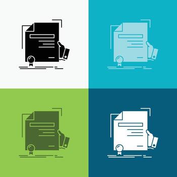 certificate. degree. education. award. agreement Icon Over Various Background. glyph style design. designed for web and app. Eps 10 vector illustration