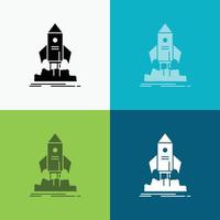 launch. startup. ship. shuttle. mission Icon Over Various Background. glyph style design. designed for web and app. Eps 10 vector illustration