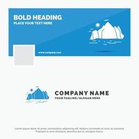 Blue Business Logo Template for Nature. hill. landscape. mountain. scene. Facebook Timeline Banner Design. vector web banner background illustration