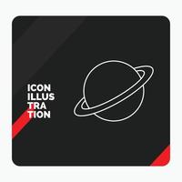 Red and Black Creative presentation Background for planet. space. moon. flag. mars Line Icon vector