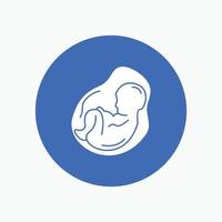 Baby. pregnancy. pregnant. obstetrics. fetus White Glyph Icon in Circle. Vector Button illustration