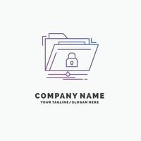 encryption. files. folder. network. secure Purple Business Logo Template. Place for Tagline vector