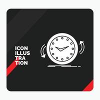 fondo de presentación creativa rojo y negro para copia de seguridad. reloj. agujas del reloj. encimera. icono de glifo de tiempo vector