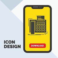 fax. message. telephone. telefax. communication Glyph Icon in Mobile for Download Page. Yellow Background vector