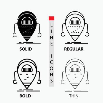 androide. beta. droide robot. icono de tecnología en fino. regular. línea en negrita y estilo de glifo. ilustración vectorial vector