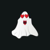 vector image of ghost with emotion character on face