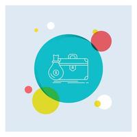 briefcase. business. case. open. portfolio White Line Icon colorful Circle Background vector