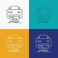 Digital. printer. printing. hardware. paper Icon Over Various Background. Line style design. designed for web and app. Eps 10 vector illustration