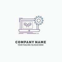 Blueprint. circuit. electronics. engineering. hardware Purple Business Logo Template. Place for Tagline vector