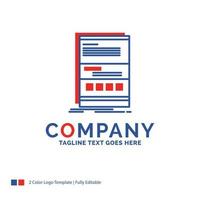 Company Name Logo Design For Browser. dynamic. internet. page. responsive. Blue and red Brand Name Design with place for Tagline. Abstract Creative Logo template for Small and Large Business. vector