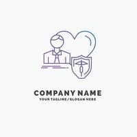 insurance. family. home. protect. heart Purple Business Logo Template. Place for Tagline vector