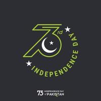 diseño de tipografía del día de la independencia de pakistán tipografía creativa del 73º feliz día de la independencia de pakistán vector