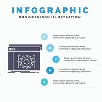 API. aplicación codificación. desarrollador. plantilla de infografía de software para sitio web y presentación. icono de glifo gris con ilustración de vector de estilo infográfico azul.