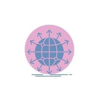 globe. network. arrow. news. worldwide Glyph Icon. vector