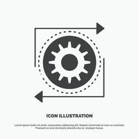 Business. gear. management. operation. process Icon. glyph vector gray symbol for UI and UX. website or mobile application